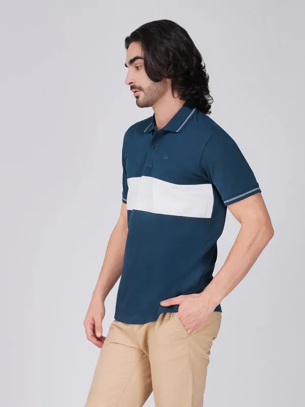 Men_S_Blue_Organic_Cotton_Polo_T_Shirt_With_Anti_Stain_Anti_Microbial_Protection