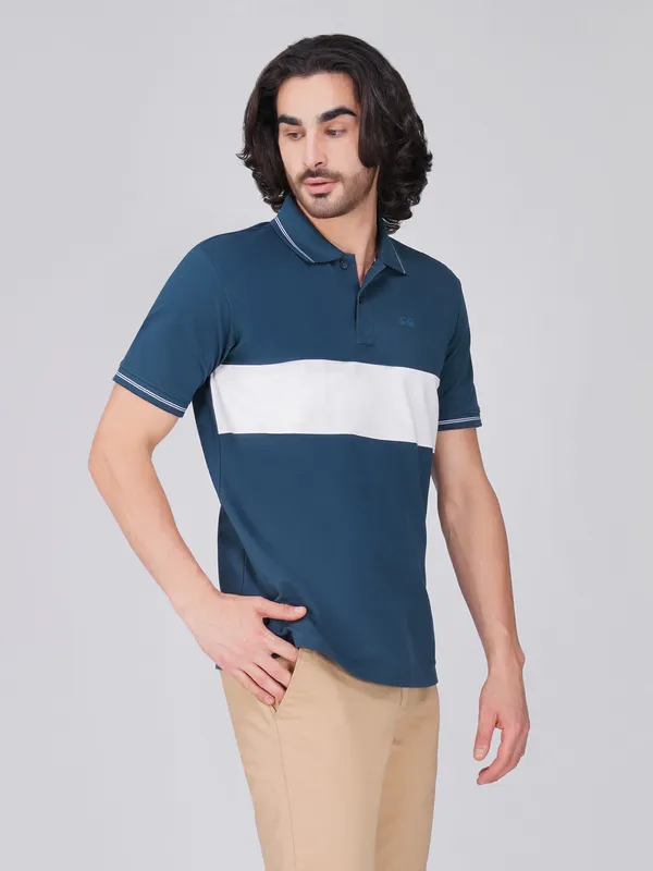 Men_S_Blue_Organic_Cotton_Polo_T_Shirt_With_Anti_Stain_Anti_Microbial_Protection
