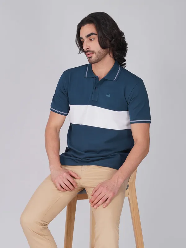 Men_S_Blue_Organic_Cotton_Polo_T_Shirt_With_Anti_Stain_Anti_Microbial_Protection