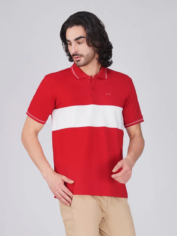 Men_S_Red_Organic_Cotton_Polo_T_Shirt_With_Anti_Stain_Anti_Microbial_Protection