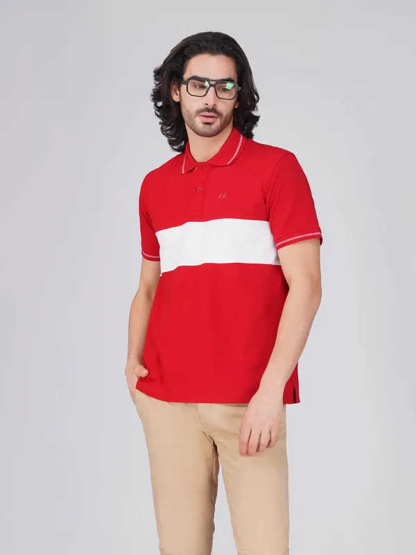 Men_S_Red_Organic_Cotton_Polo_T_Shirt_With_Anti_Stain_Anti_Microbial_Protection
