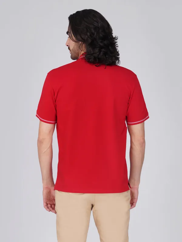 Men_S_Red_Organic_Cotton_Polo_T_Shirt_With_Anti_Stain_Anti_Microbial_Protection