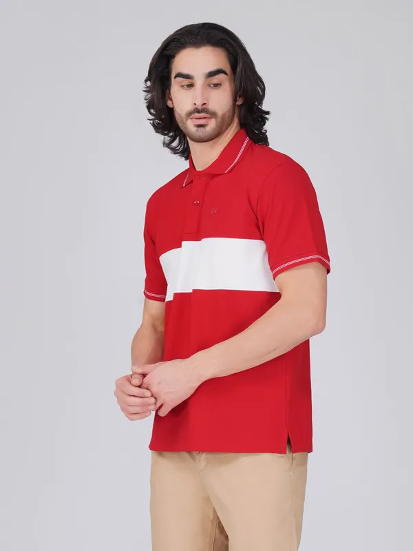 Men_S_Red_Organic_Cotton_Polo_T_Shirt_With_Anti_Stain_Anti_Microbial_Protection