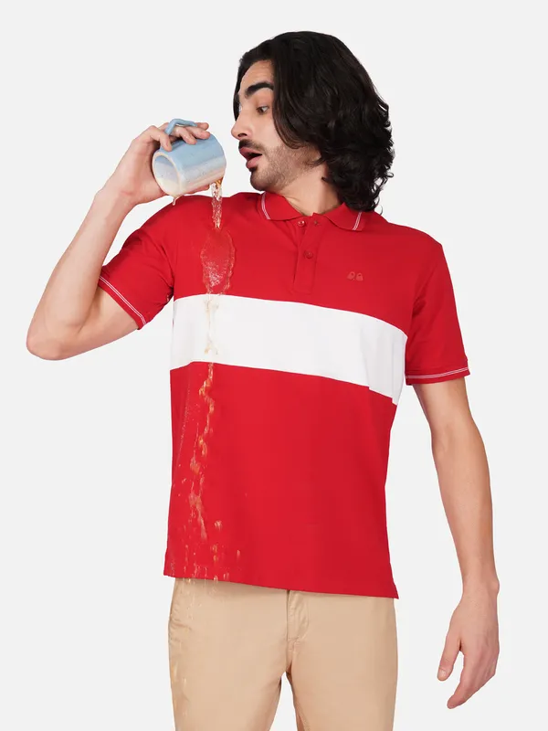 Men_S_Red_Organic_Cotton_Polo_T_Shirt_With_Anti_Stain_Anti_Microbial_Protection
