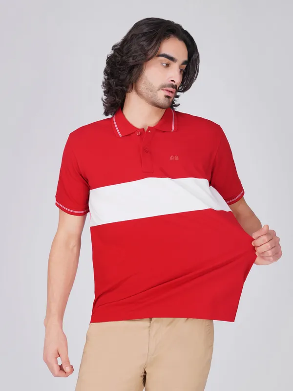 Men_S_Red_Organic_Cotton_Polo_T_Shirt_With_Anti_Stain_Anti_Microbial_Protection
