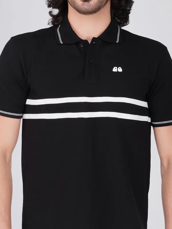 Men_S_Black_Double_Stripe_Organic_Cotton_Polo_T_Shirt_With_Anti_Stain_Anti_Microbial_Protection