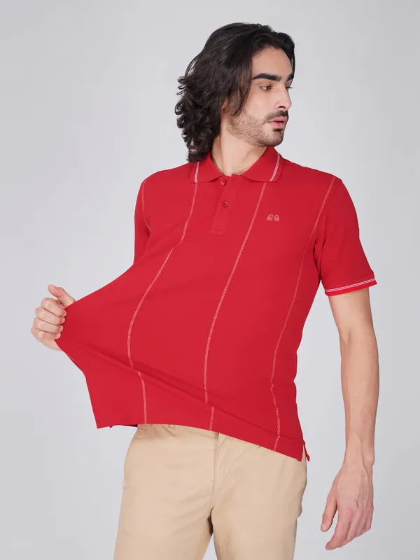 Men_S_Red_Printed_Organic_Cotton_Polo_T_Shirt_With_Anti_Stain_Anti_Microbial_Protection