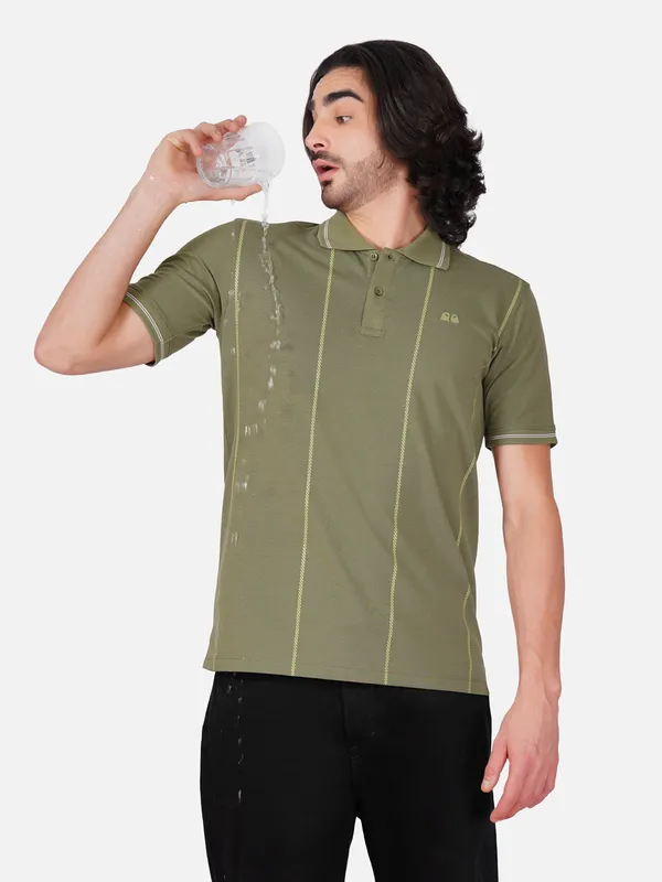 Men_S_Olive_Printed_Organic_Cotton_Polo_T_Shirt_With_Anti_Stain_Anti_Microbial_Protection