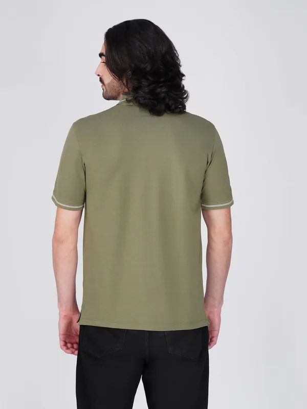 Men_S_Olive_Printed_Organic_Cotton_Polo_T_Shirt_With_Anti_Stain_Anti_Microbial_Protection