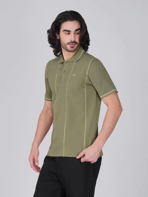 Men_S_Olive_Printed_Organic_Cotton_Polo_T_Shirt_With_Anti_Stain_Anti_Microbial_Protection