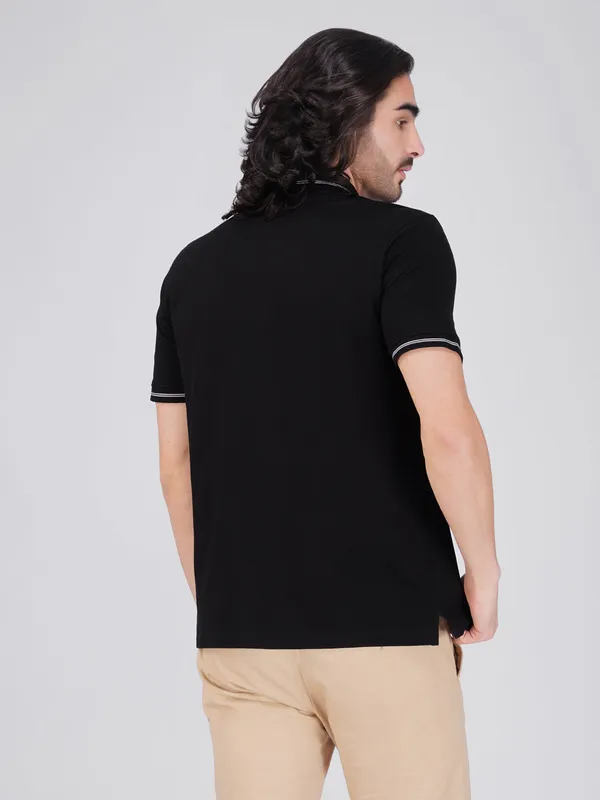 Men_S_Black_Printed_Organic_Cotton_Polo_T_Shirt_With_Anti_Stain_Anti_Microbial_Protection