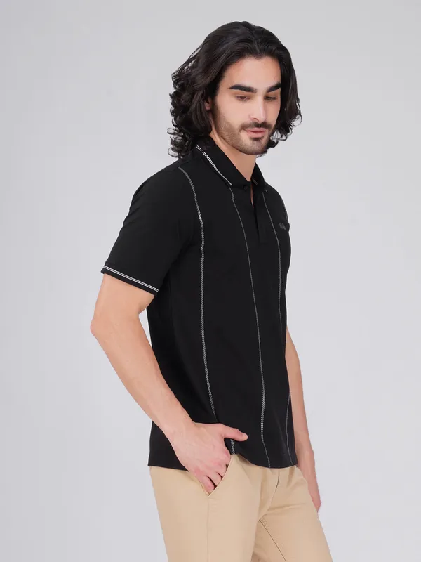Men_S_Black_Printed_Organic_Cotton_Polo_T_Shirt_With_Anti_Stain_Anti_Microbial_Protection