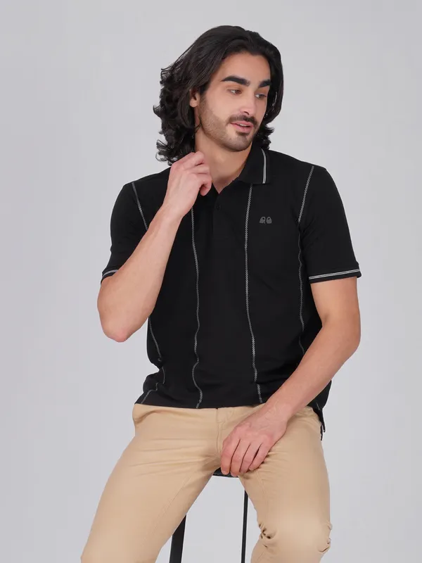 Men_S_Black_Printed_Organic_Cotton_Polo_T_Shirt_With_Anti_Stain_Anti_Microbial_Protection