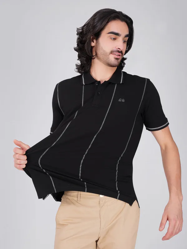 Men_S_Black_Printed_Organic_Cotton_Polo_T_Shirt_With_Anti_Stain_Anti_Microbial_Protection