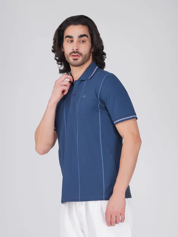 Men_S_Blue_Printed_Organic_Cotton_Polo_T_Shirt_With_Anti_Stain_Anti_Microbial_Protection