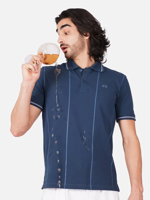 Men_S_Blue_Printed_Organic_Cotton_Polo_T_Shirt_With_Anti_Stain_Anti_Microbial_Protection
