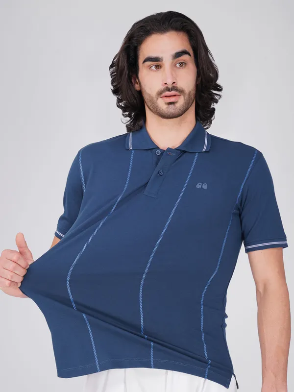 Men_S_Blue_Printed_Organic_Cotton_Polo_T_Shirt_With_Anti_Stain_Anti_Microbial_Protection