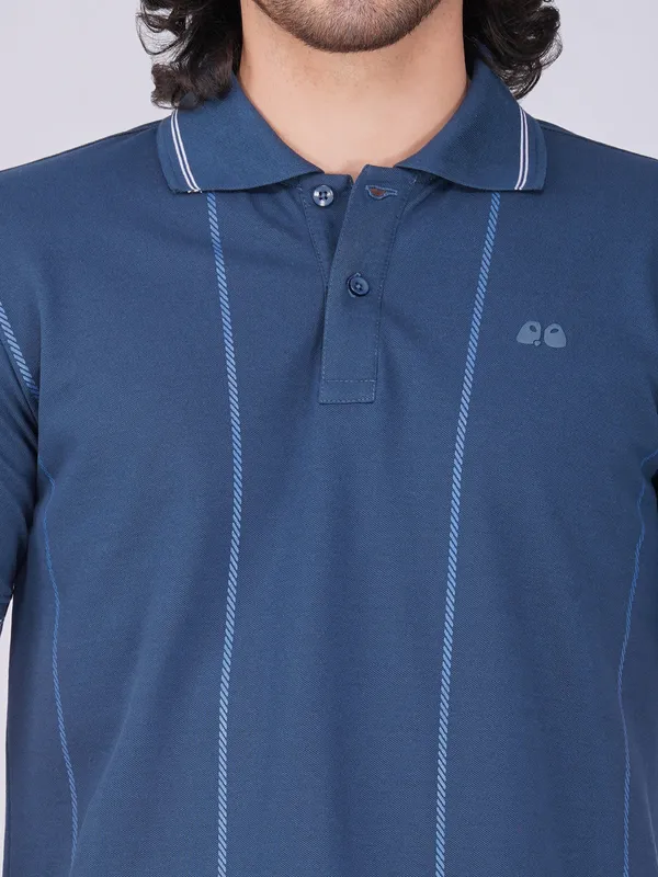 Men_S_Blue_Printed_Organic_Cotton_Polo_T_Shirt_With_Anti_Stain_Anti_Microbial_Protection