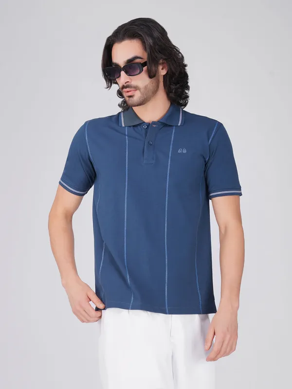 Men_S_Blue_Printed_Organic_Cotton_Polo_T_Shirt_With_Anti_Stain_Anti_Microbial_Protection