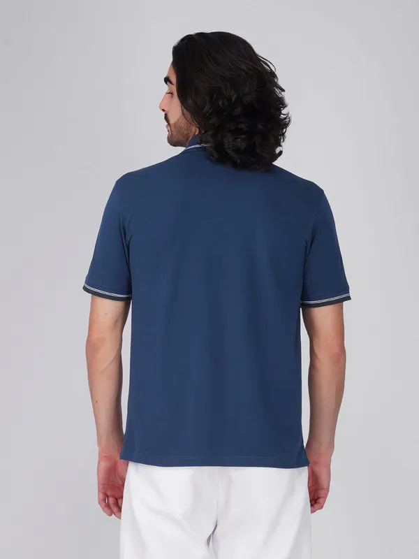 Men_S_Blue_Printed_Organic_Cotton_Polo_T_Shirt_With_Anti_Stain_Anti_Microbial_Protection