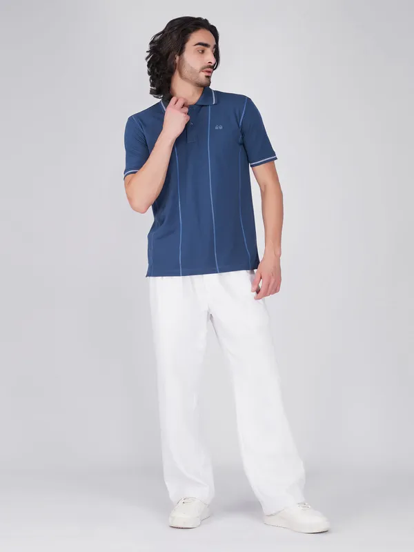 Men_S_Blue_Printed_Organic_Cotton_Polo_T_Shirt_With_Anti_Stain_Anti_Microbial_Protection