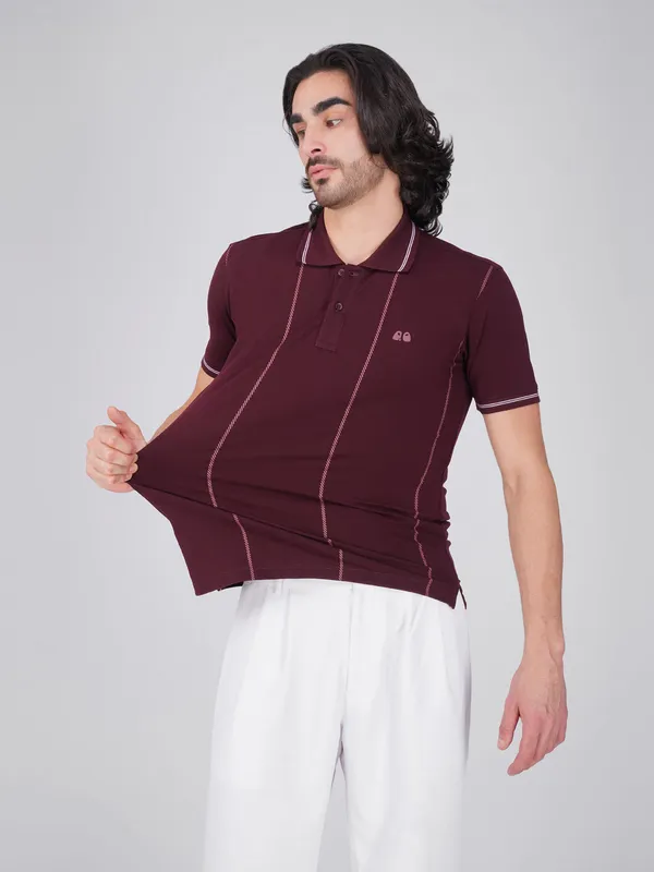 Men_S_Wine_Printed_Organic_Cotton_Polo_T_Shirt_With_Anti_Stain_Anti_Microbial_Protection