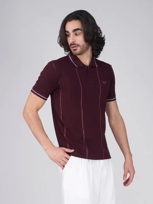 Men_S_Wine_Printed_Organic_Cotton_Polo_T_Shirt_With_Anti_Stain_Anti_Microbial_Protection