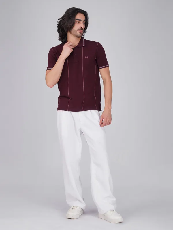 Men_S_Wine_Printed_Organic_Cotton_Polo_T_Shirt_With_Anti_Stain_Anti_Microbial_Protection