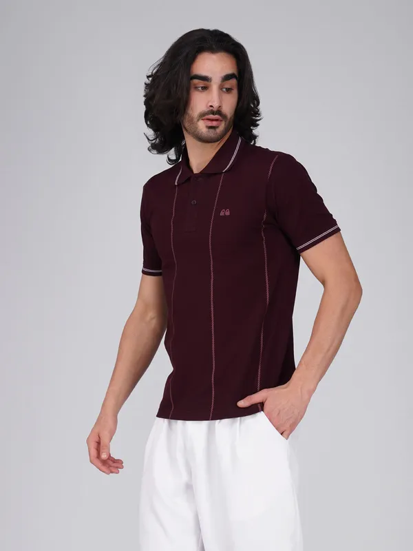 Men_S_Wine_Printed_Organic_Cotton_Polo_T_Shirt_With_Anti_Stain_Anti_Microbial_Protection