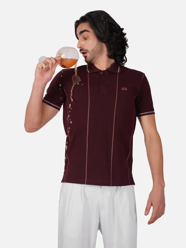 Men_S_Wine_Printed_Organic_Cotton_Polo_T_Shirt_With_Anti_Stain_Anti_Microbial_Protection