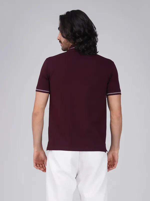 Men_S_Wine_Printed_Organic_Cotton_Polo_T_Shirt_With_Anti_Stain_Anti_Microbial_Protection