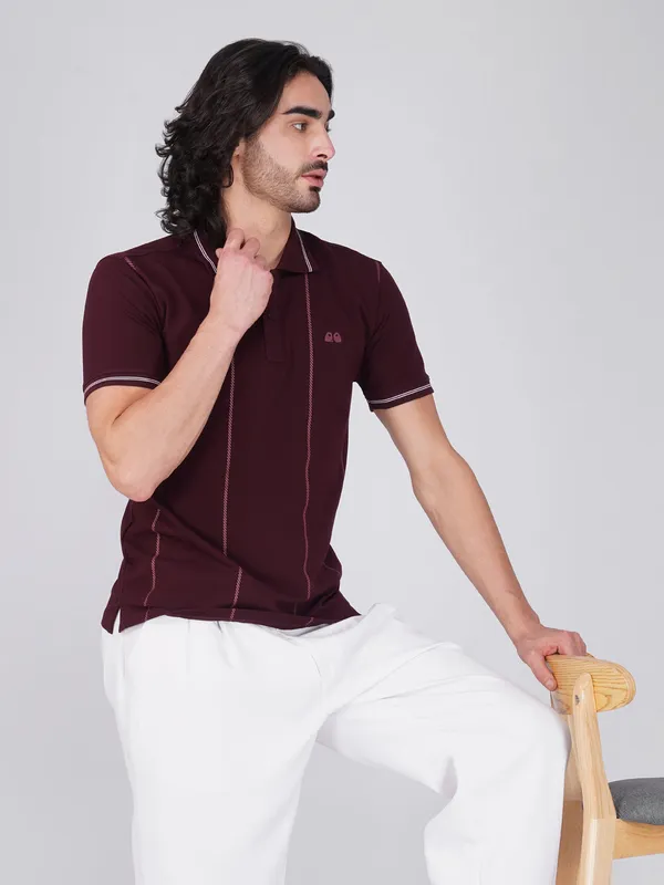 Men_S_Wine_Printed_Organic_Cotton_Polo_T_Shirt_With_Anti_Stain_Anti_Microbial_Protection