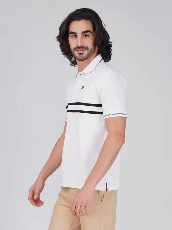 Men_S_White_Double_Stripe_Organic_Cotton_Polo_T_Shirt_With_Anti_Stain_Anti_Microbial_Protection