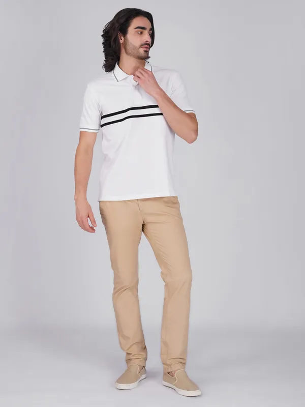 Men_S_White_Double_Stripe_Organic_Cotton_Polo_T_Shirt_With_Anti_Stain_Anti_Microbial_Protection