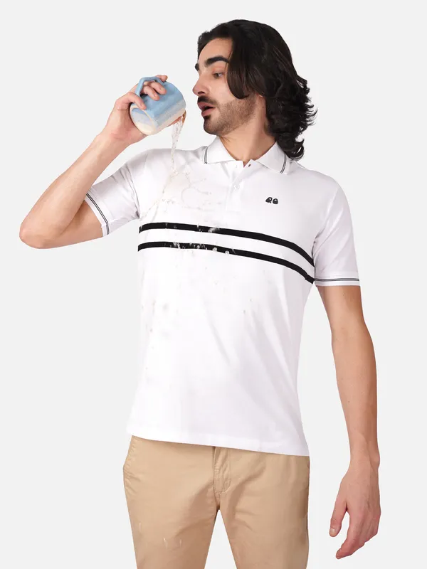Men_S_White_Double_Stripe_Organic_Cotton_Polo_T_Shirt_With_Anti_Stain_Anti_Microbial_Protection