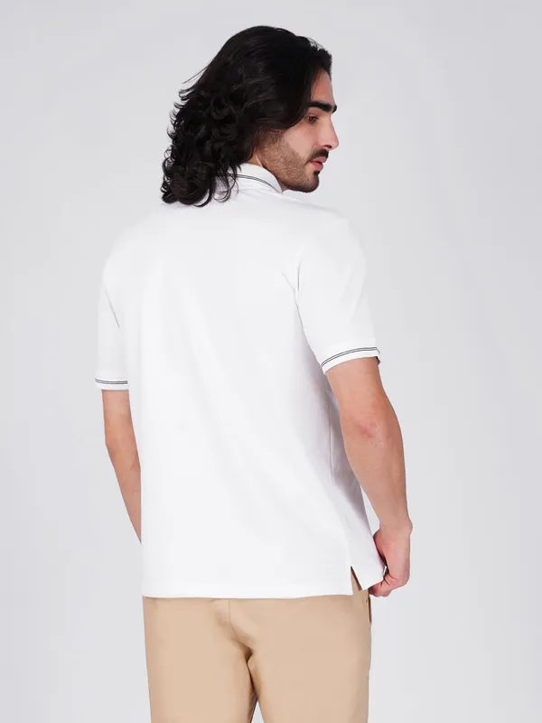 Men_S_White_Double_Stripe_Organic_Cotton_Polo_T_Shirt_With_Anti_Stain_Anti_Microbial_Protection