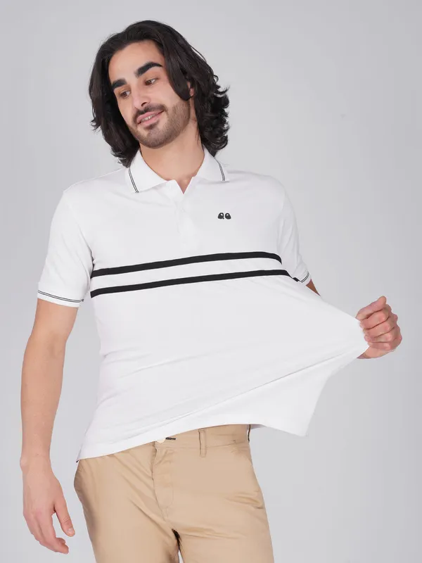 Men_S_White_Double_Stripe_Organic_Cotton_Polo_T_Shirt_With_Anti_Stain_Anti_Microbial_Protection