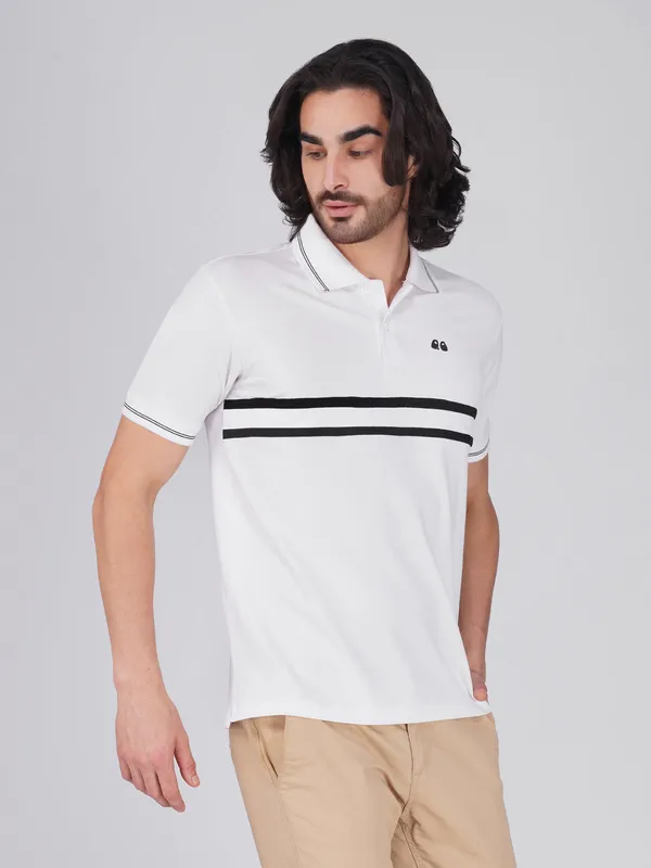 Men_S_White_Double_Stripe_Organic_Cotton_Polo_T_Shirt_With_Anti_Stain_Anti_Microbial_Protection