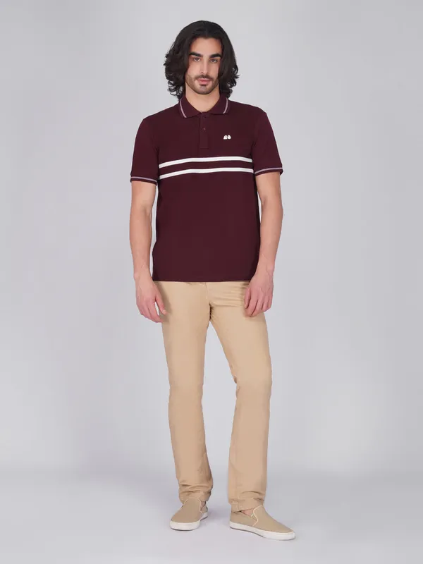 Men_S_Wine_Double_Stripe_Organic_Cotton_Polo_T_Shirt_With_Anti_Stain_Anti_Microbial_Protection