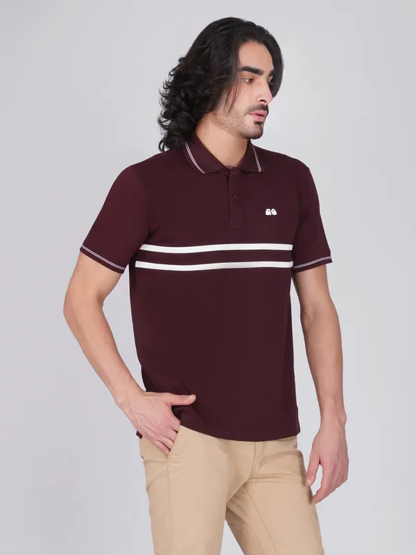 Men_S_Wine_Double_Stripe_Organic_Cotton_Polo_T_Shirt_With_Anti_Stain_Anti_Microbial_Protection