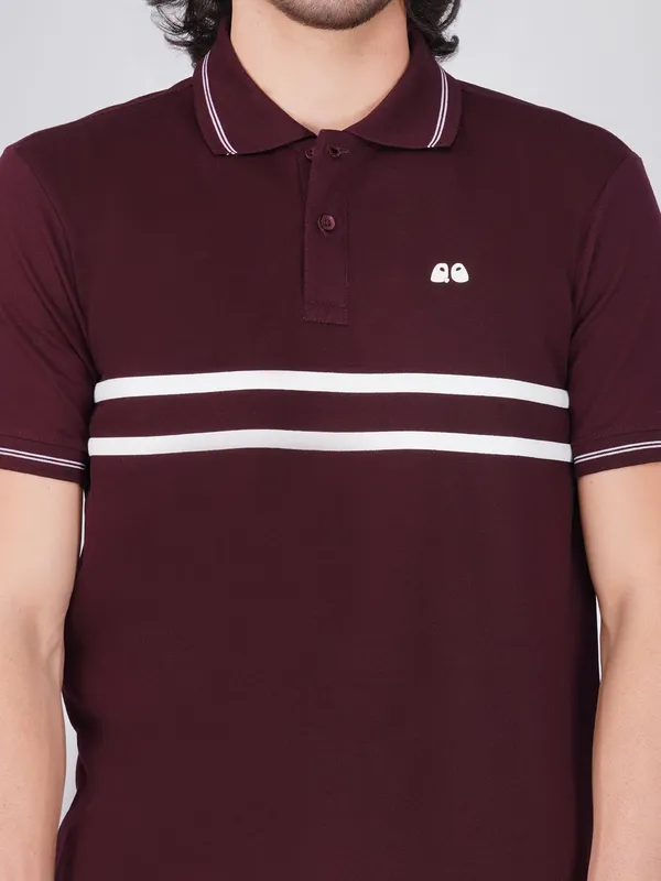 Men_S_Wine_Double_Stripe_Organic_Cotton_Polo_T_Shirt_With_Anti_Stain_Anti_Microbial_Protection