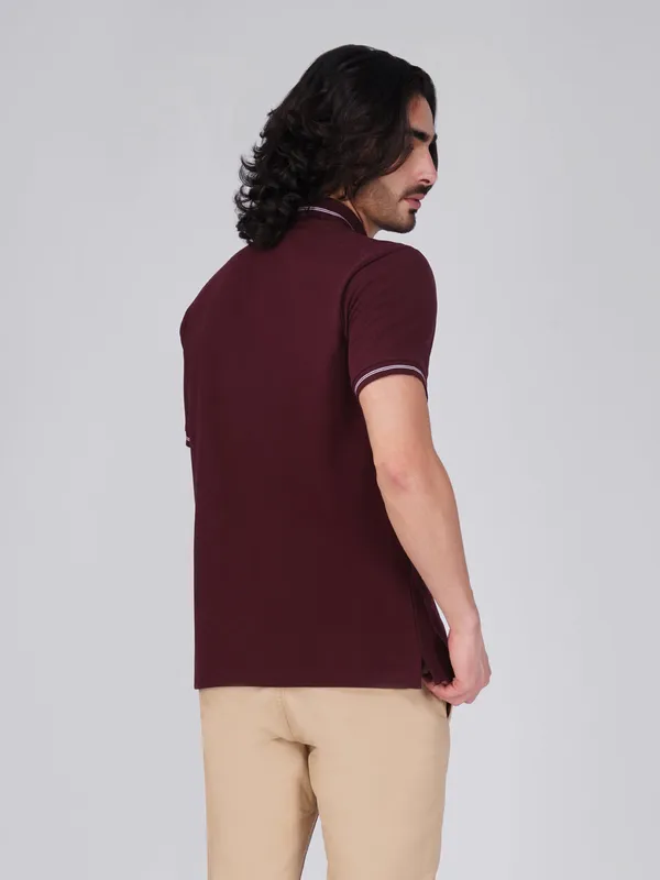 Men_S_Wine_Double_Stripe_Organic_Cotton_Polo_T_Shirt_With_Anti_Stain_Anti_Microbial_Protection