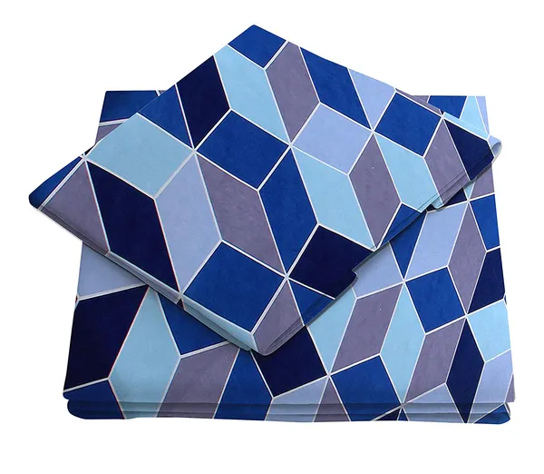 180TC_180TC_Microfiber_Supersoft_Cotton_Flat_Bedsheet_Set_of_1_Single_Flat_Bedsheet_with_1_Pillow_Cover,_60x90_Inches,_Blue_Checks