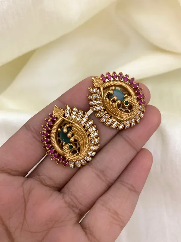 Peacock_Antique_Stud_Earrings