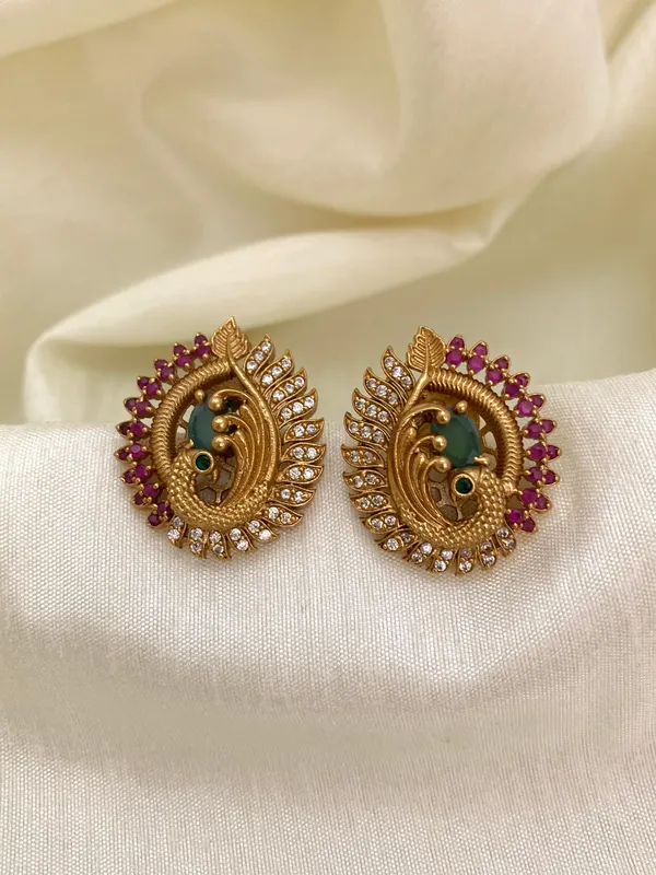 Peacock_Antique_Stud_Earrings