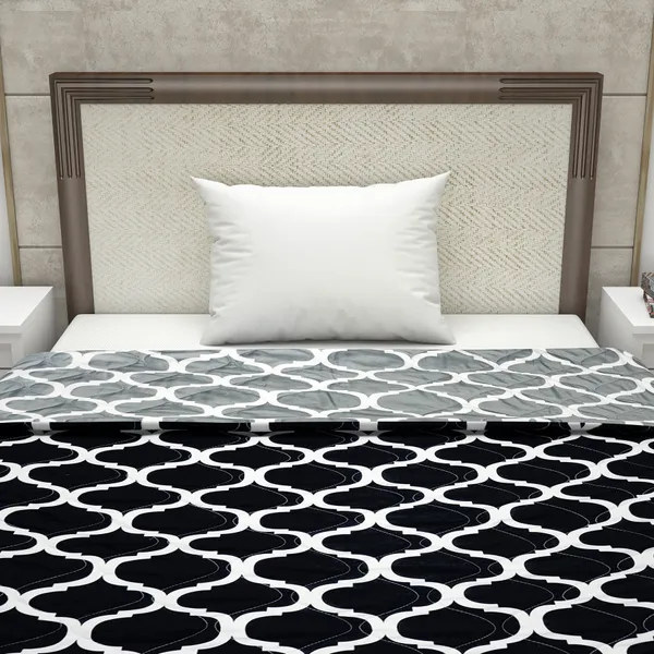 _Microfibre_Mild_Winter_110_GSM_Reversible_Single_Bed_Quilt_Comforter_Blanket_-_(Black_and_Grey,_Abstract)