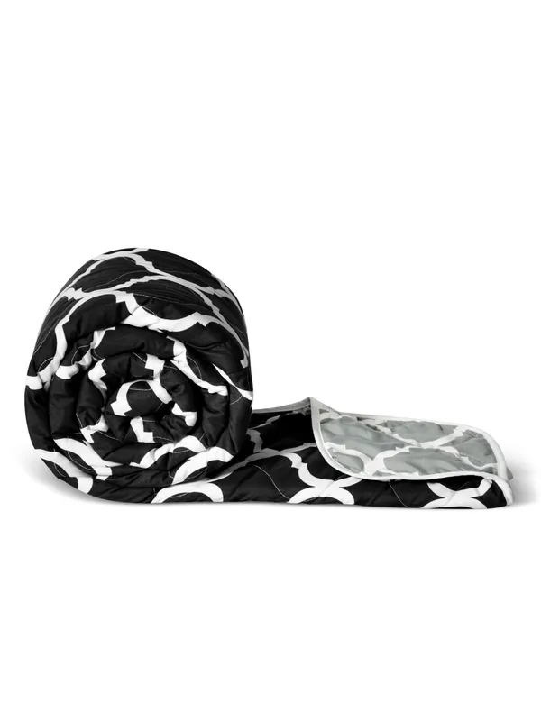 _Microfibre_Mild_Winter_110_GSM_Reversible_Single_Bed_Quilt_Comforter_Blanket_-_(Black_and_Grey,_Abstract)