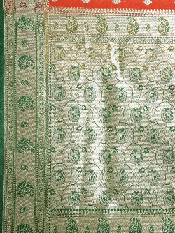 Orange_Satin_Silk_Banarasi_Sarees_For_Women