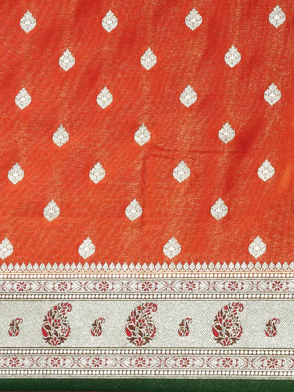 Orange_Satin_Silk_Banarasi_Sarees_For_Women