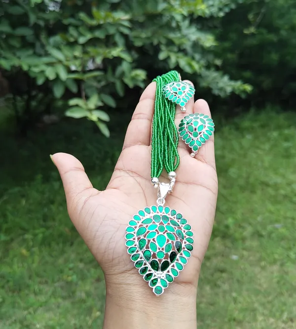 Assamese_Traditional_Green_Colour_Silver-Dugdugi_Jewellery_Set_For_Women
